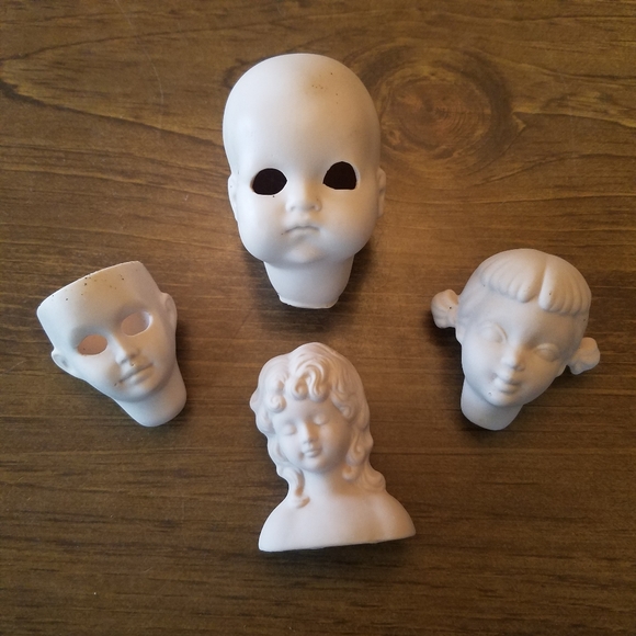Vintage Art Vintage Ceramic Doll Heads Set Of 4 Doll Making Diy